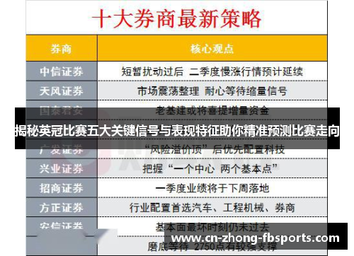 揭秘英冠比赛五大关键信号与表现特征助你精准预测比赛走向